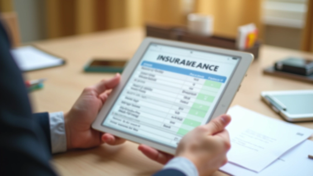 Vergleichstabelle mit verschiedenen Versicherungsplänen auf Tablet-Bildschirm