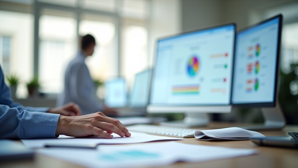 Modernes Versicherungsbüro mit Arbeitsplätzen und Dokumenten