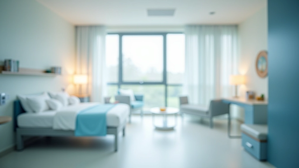 Modernes Krankenhauszimmer mit Einzelbett und komfortabler Ausstattung