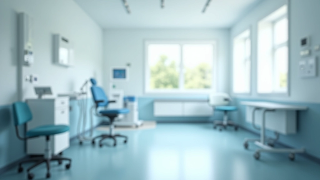 Modernes Krankenzimmer mit Komfortstuhl und medizinischer Ausrüstung, Einzelzimmer