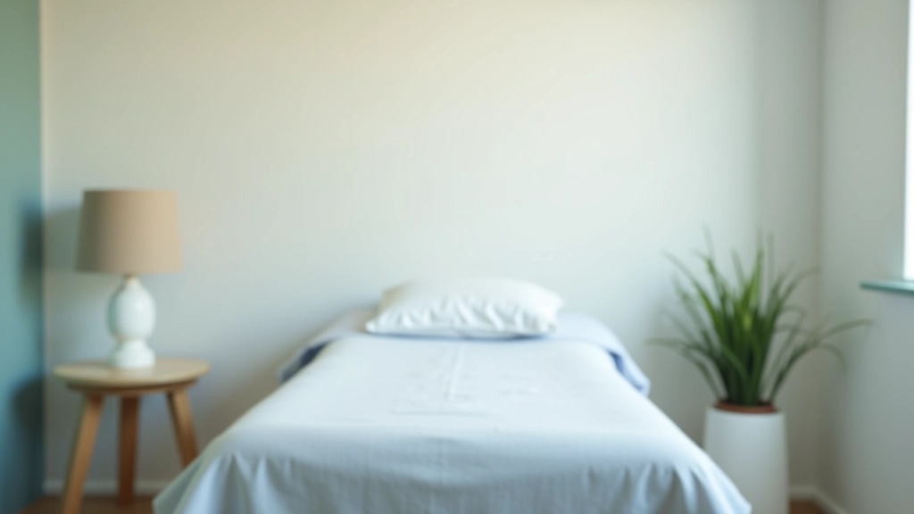 Heilpraktiker-Praxis mit Behandlungsliege, entspannter Patient, warme Beleuchtung, professionelle Ausstattung